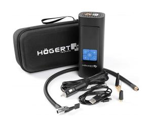 HÖGERT Technik Pompe à air électrique à Batterie Portable 145PSI 3 en 1, Mini compresseur avec Banque d'alimentation et lumière LED, compresseur d'air Mobile, Pompe à vélo, Matelas, Chargeur USB-C