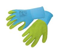 Högert Technik ULLER Gants avec revêtement en latex, bleu/vert, taille 9, protection contre les dangers mécaniques, flexibilité et haute (Lot de 6)