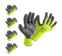 Högert Technik VECHTE Lot de 12 paires de gants de protection revêtus de nitrile, verts/gris, taille 11, résistants à l'abrasion, idéaux pour les travaux de montage et d'entretien précis