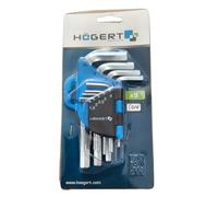 Högert Technique - Jeu de 9 clés hexagonales I Tailles T1,5 à T10 I En acier S2 de qualité supérieure - Résistant à la déformation et à l'abrasion - Norme DIN 911 I Long I Multicolore