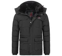 Höhenhorn Achalm Veste d'hiver matelassée pour homme avec capuche amovible et col en fourrure synthétique, Noir , XL