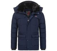 Höhenhorn Achalm Veste d'hiver pour homme Veste matelassée Veste d'hiver doublée avec capuche amovible et col en fausse fourrure, bleu foncé, S
