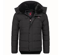 Höhenhorn Adamelo Veste d'hiver, matelassée, doublée, pour homme, avec col amovible en fourrure synthétique, Noir , M