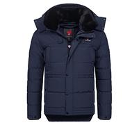 Höhenhorn Adamelo Veste d'hiver, matelassée, doublée, pour homme, avec col amovible en fourrure synthétique, bleu foncé, XXXL