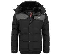 Höhenhorn Adamelo Veste d'hiver matelassée pour homme avec col en fourrure synthétique amovible, noir/gris, M