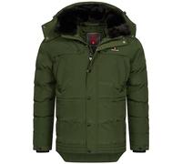 Höhenhorn Adamelo Veste d'hiver pour homme en duvet avec col en fausse fourrure amovible, vert, L