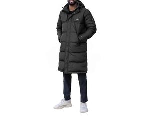 Höhenhorn Bannalp Manteau d'hiver pour homme Doudoune longue doublée certifiée RDS, duvet et plumes avec capuche amovible, Noir/transparent, 3XL