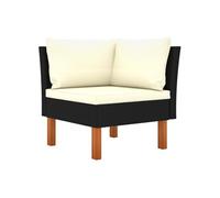 Fauteuil d'angle - VIDAXL - Eucalyptus massif - Polyrotin - Noir - 2 personnes