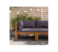 Vidaxl Canapé D'angle Sectionnel Et Coussins Gris Foncé Bois D'acacia