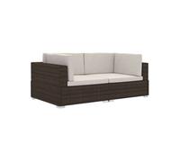Hoekbanken 2 st met kussens poly rattan bruin47261