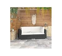 Hoekbanken 2 st met kussens poly rattan zwart47260