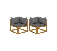 Vidaxl Canapés D'angle Sectionnels 2 Pcs Avec Coussins Gris Foncé