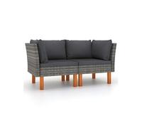 Hoekbanken 2 st poly rattan en massief eucalyptushout315758