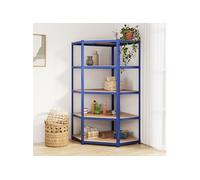 vidaXL Étagère d'angle à 5 niveaux – Bleu, acier et bois d'ingénierie