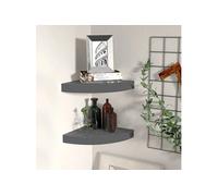 vidaXL Étagères d'angle flottantes 323893 – 2 pièces 25x25x3,8 cm MDF gris brillant