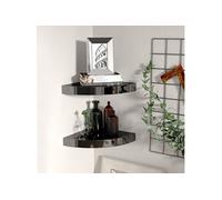 vidaXL Étagères d'angle flottantes 2 pcs Noir brillant 25x25x3,8cm MDF