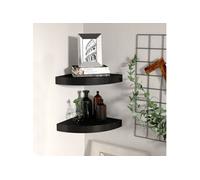Hoekschappen zwevend 2 st 25x25x3,8 cm MDF zwart323899