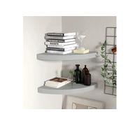 Hoekschappen zwevend 2 st 35x35x3,8 cm MDF grijs323923