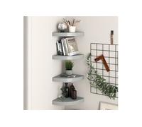 Hoekschappen zwevend 4 st 25x25x3,8 cm MDF grijs323903