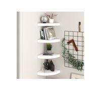 Hoekschappen zwevend 4 st 25x25x3,8 cm MDF hoogglans wit323888