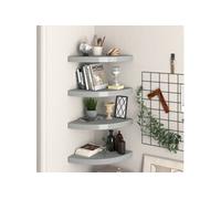 vidaXL Étagères d'angle flottantes 4 pcs Gris 35x35x3,8 cm MDF