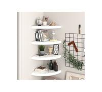 Hoekschappen zwevend 4 st 35x35x3,8 cm MDF hoogglans wit323909