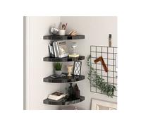 Hoekschappen zwevend 4 st 35x35x3,8 cm MDF hoogglans zwart323912