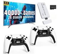 HoeLink - Console Jeux Rétro 40 000+ Jeux - Sortie 4K HDMI - 2 Manettes Sans Fil 2.4G - 64Go Blanc - Pour TV Familiale et Cadeau