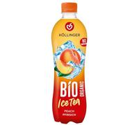 HÖLLINGER Bio Ice Tea Pêche, Boisson Rafraîchissante Biologique et Végétalienne, Sans Caféine, Bouteille PET 500ml