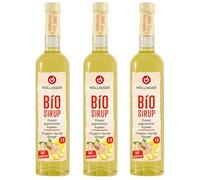 Höllinger Bio Sirop de gingembre - végétalien, bouteille en verre 3x500ml - piquant ardent