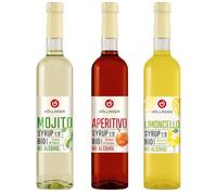 Höllinger Lot de 3 Sirops Bio Sans Alcool, Mojito Citron Vert & Menthe, Aperitivo Orange Amère, Limoncello Citron, 500ml Chacun, Ratio 1:9