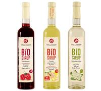 Höllinger Sirop BÍO Biologique, Pack de 3 Saveurs, Framboise, Gingembre, Fleur de Sureau, 1:9