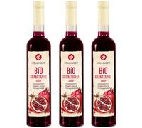 Höllinger Sirop Bio Grenade, Sirop Concentré Organique 1:9, 3 Bouteilles de 500ml, 1500ml Total