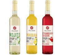HÖLLINGER Sirop Classic Cocktail Bio sans Alcool, 3 Saveurs (Mojito, Piña Colada, Strawberry Daiquiri), 3x500ml, Concentré 1:9