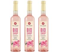 Höllinger Sirop de fleur de rose biologique, végétalien, bouteille en verre de 3x500 ml, saveur florale