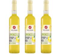 Höllinger Sirop de Limoncello Bio Sans Alcool, Pack de 3 Bouteilles en Verre de 500ml, Ratio de Dilution 1:9, Pour Cocktails et Boissons Rafraîchissantes