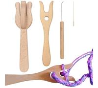 Hölzer Lucet Fork Kit de crochet - Kit d'outils de tressage portable - Comprend des fourchettes à tricoter et une grande aiguille à œil pour la fabrication de tapis, l'artisanat de câbles, le bracelet