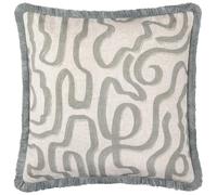Hoem Coussin Riche en Plumes Imprimé Abstrait Lina - Gris Bleu - 45x45cm