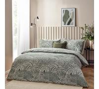 Hoem NOLA Abstract Geometric Duvet Cover Set, Olive