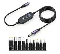 Hoembpn 1,2m PD vers DC Câble Adaptateur D'alimentation,140W Tension Réglable 5V/9V/12V/15V/20V/28V,Chargeur Universel Type-C Mâle vers DC 5,5×2,1mm Mâle,10 DC Convertisseur,pour Ordinateurs Portables
