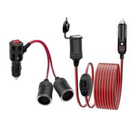 Hoembpn 2m Rallonge Prise Allume Cigare 12V-24V avec Interrupteur de Voiture 17AWG Câble D'extension Femelle, Double Prise Allume Cigare de 1 Male a 2 Femelle Cable Fusible 15A pour Bateau Camion Moto