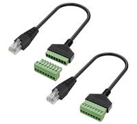 Hoembpn 2Pcs Adaptateur RJ45 Mâle à 8 Broches de Bornier à Vis,Câble D’extension Ethernet Cat5 Cat6 Cat7 RJ45 8P8C à 8 Broches Connecteur Sans Soudure pour Caméra DVR Internet CCTV (30cm)
