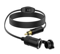 Hoembpn 90cm Prise Din Mâle Européenne Adaptateur Allume-Cigare Rallonge avec Interrupteur,12V/24V Din Mâle Plug Vers Prise Allume Cigare Standard Femelle Câble D'extension 18AWG pour BMW Moto Camion