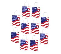 Hoement 10 Paquet en Papier aux Couleurs du Drapeau Américain Rouge Blanc et Bleu Réutilisables Poignées Confortables 4 Juillet la Fête Nationale Événements Patriotiques
