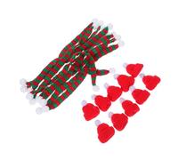 Hoement 10ensembles Écharpes et Bonnets de Noël Tricotés Lot de Petits Accessoires pour Couvrir Bouteilles de Vin Décorations de Noël Loisirs Créatifs Poupées Bricolages Tricotés