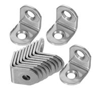 Hoement 12 Équerres d'angle en Acier Inoxydable 90° L Prolongées 25X25X16Mm Épaisseur 2Mm Supports Métalliques pour Bois Petites Accolades en L pour Étagères Tables et Chaises
