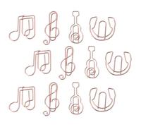 Hoement 12pcs Trombones Créatifs en Métal Forme Notes de Musique Or pour Organiser Documents et Marquer Pages Style Mixte Bureau et École Plusieurs styles