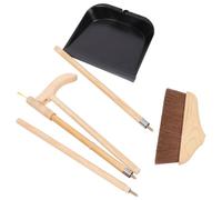Hoement 1ensemble Set Balai et Pelle à Poussière Bois Massif avec Manche Long Brosse Douce pour Intérieur et Extérieur Nettoyage Sols Carrelage Bois Ciment Maison et Garage