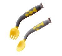 Hoement 1ensemble Set De Couverts Pour Qualité Alimentaire Cuillère Et Fourchette Incurvées Pour Apprentissage De Alimentation Ensemble Pratique Et Sécure Pour Nourrir Coloris Doux
