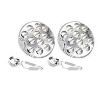 Hoement 2 Ensembles Assiette D'escargots 12 Compartiments | Rainures pour Coquilles, Maintien Stable des Fruits de Mer, Nettoyage Rapide au Lave-vaisselle, Service de Table